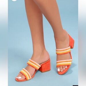NWOT MATISSE Bonita Fire Orange Suede Leather Mules